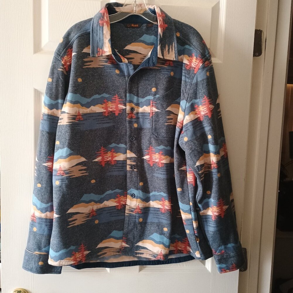 EUC &Lore by Tahoe River Teepee Print Button Up Sacket Size XXL